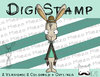 Digitaler Stempel, Digi Stamp Longface Hase, 2 Versionen: Outlines, in Farbe