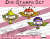 Set Digi Stamps Herbstfeen (Zwetschge, Birne, Apfel), je 2 Versionen: Outlines, Farbe