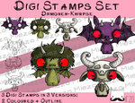 Digi Stamps Set Dämonenknirpse, 3 Versionen: Outlines, 2 in Farbe